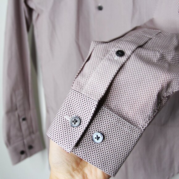 BNWT AW20 THEORY SYLVAIN DK PIMENTO DOUBLE GEOPRINT SHIRT S - Picture 8 of 10